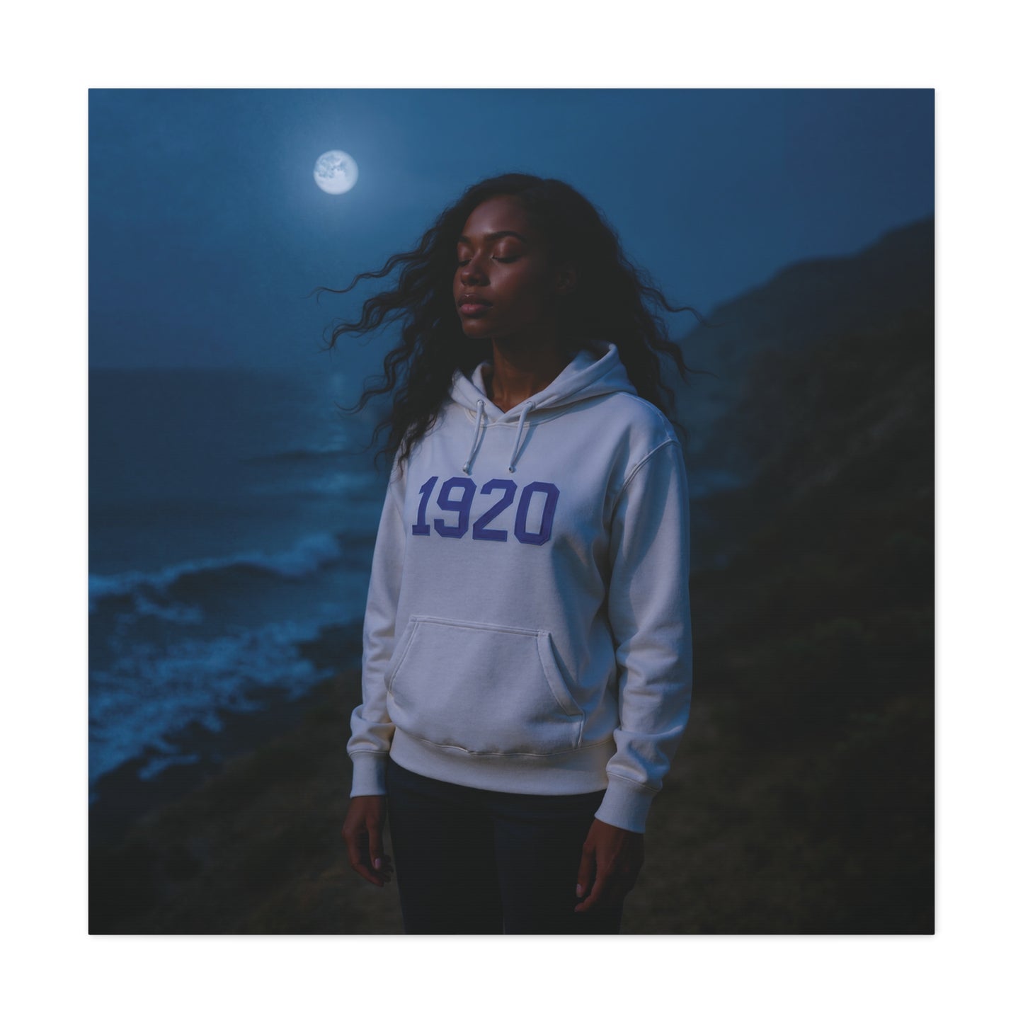 Hoodie reflections of the ocean sister of 1920 white & royal blue