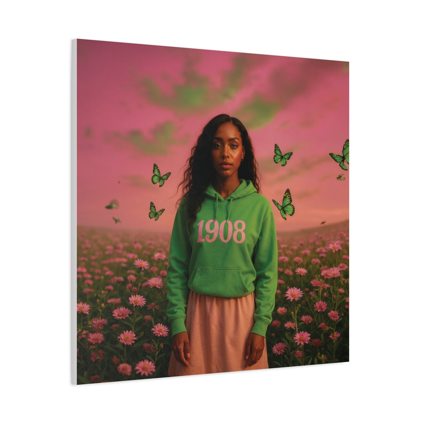 Hoodie green & pink sister of 1908 Garden of Grace
