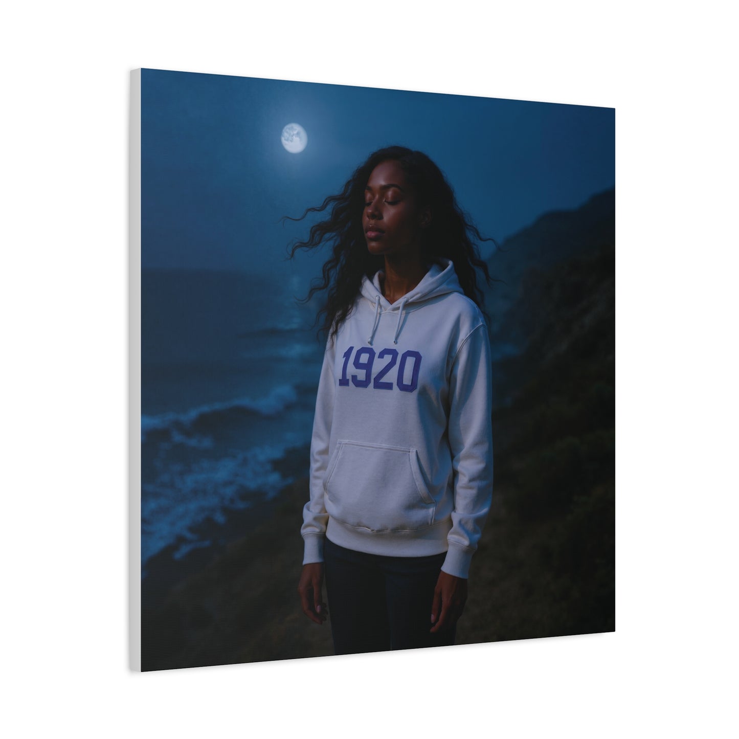 Hoodie reflections of the ocean sister of 1920 white & royal blue