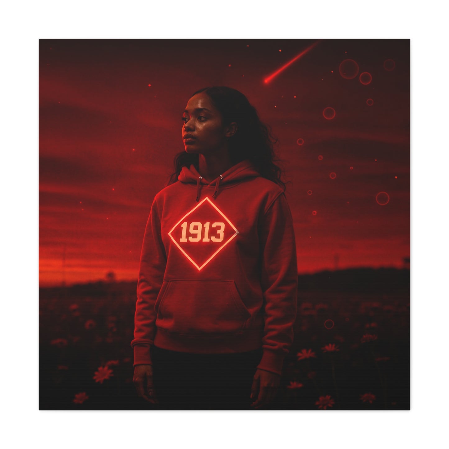 Crimson & cream hoodie Flame of Change sister of 1913